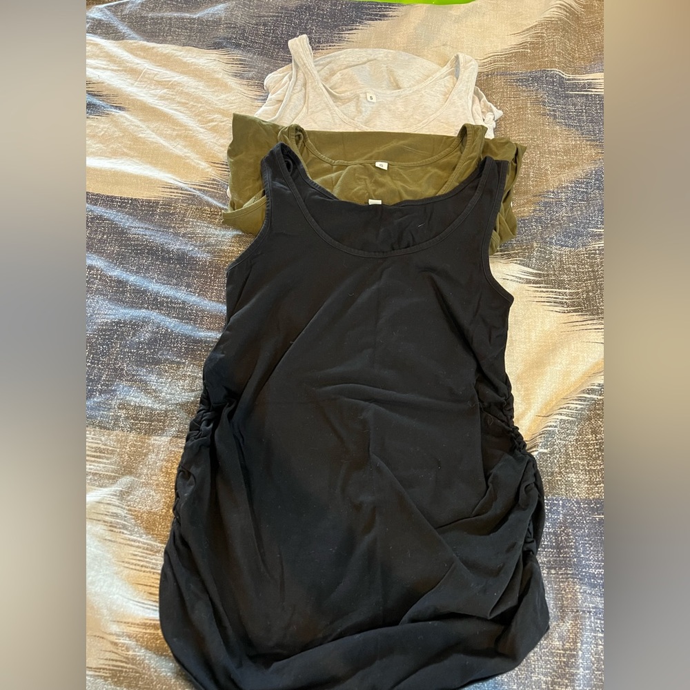 Maternity tank tops with ruched sides